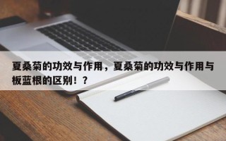夏桑菊的功效与作用，夏桑菊的功效与作用与板蓝根的区别！？
