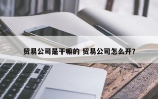 贸易公司是干嘛的 贸易公司怎么开？